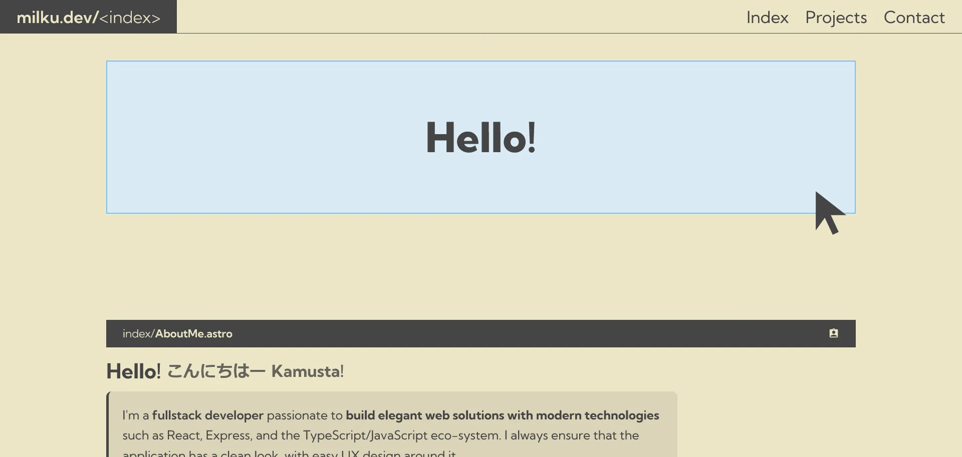 milku.dev index page