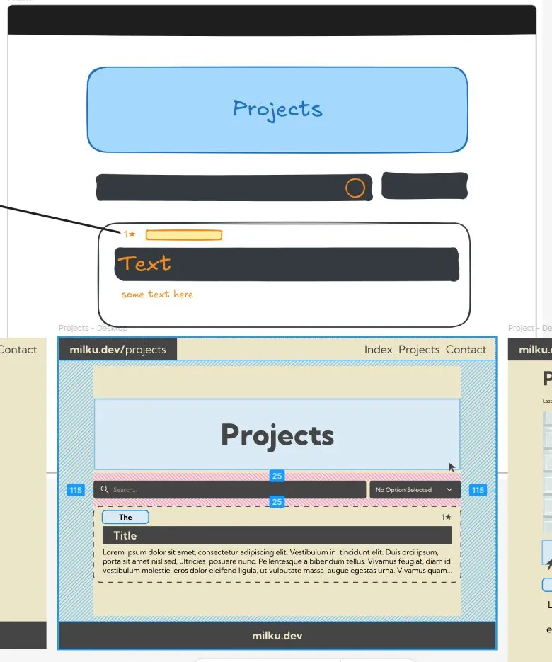 Excalidraw and Figma Mockup of /projects page