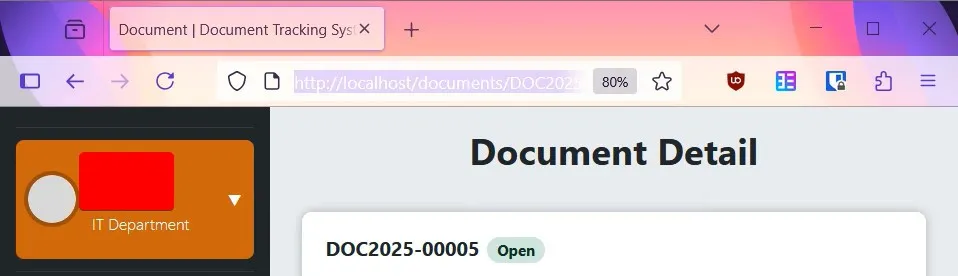 URL bar showing a dynamic route